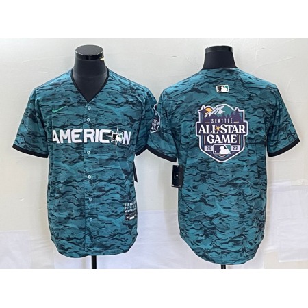 Men's 2023 All-star Teal Big Logo Stitched Baseball Jersey