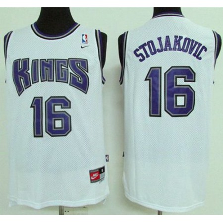 Kings #16 Peja Stojakovic White Throwback Stitched NBA Jersey