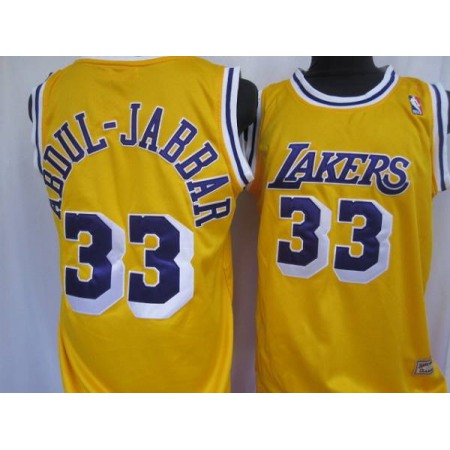 Mitchell&Ness Lakers #33 Abdul-Jabbar Yellow Throwback Stitched NBA Jersey