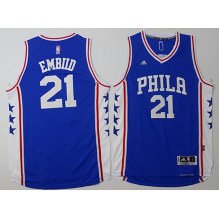 Revolution 30 76ers #21 Joel Embiid Blue Stitched NBA Jersey