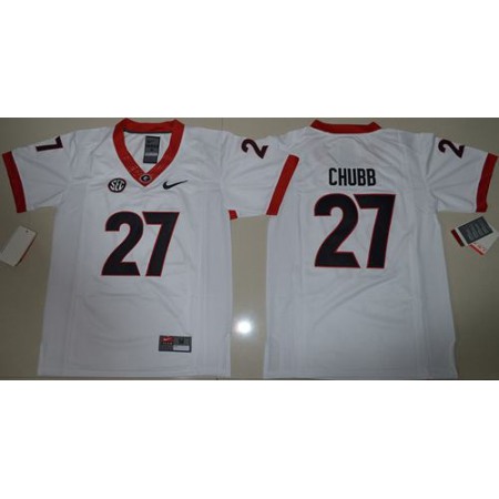 Bulldogs #27 Nick Chubb White Stitched Youth NCAA Jersey