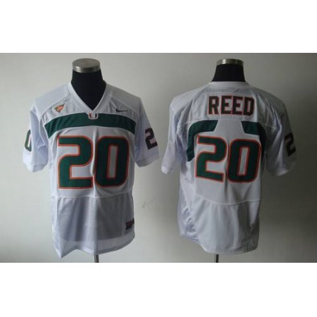 Hurricanes #20 Ed Reed White Stitched NCAA Jerseys