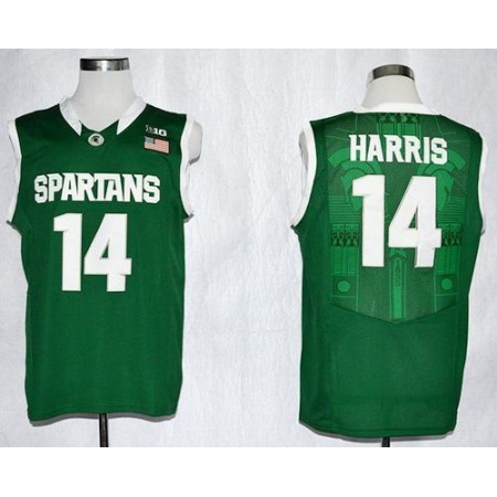 Spartans #14 Gary Harris Green Basketball Stitched NCAA Jersey