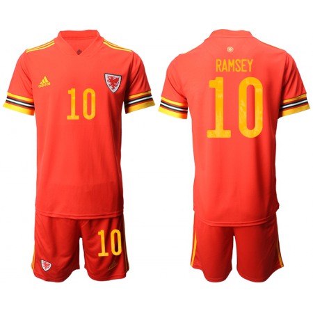 Wales #10 Ramsey Home Kid Soccer Country Jersey