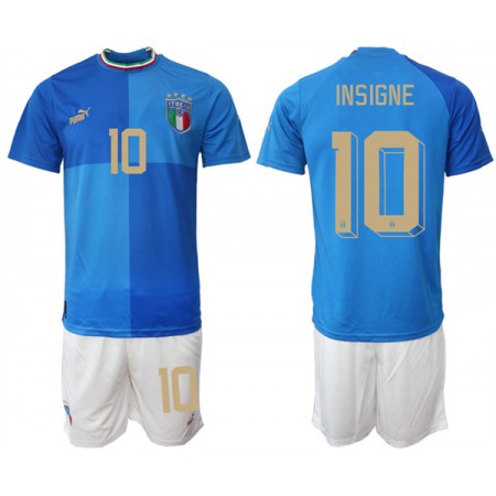 Men's Italy #10 Insigne Blue Home Soccer Jersey Suit