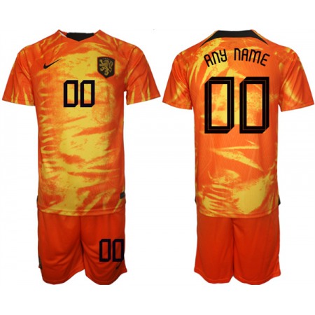 Men's Netherlands Custom Orange Home Soccer Jersey Suit