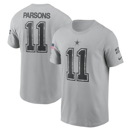 Men's Dallas Cowboys Micah Parsons Nike Gray 2024 Salute To Service Name & Number T-Shirt